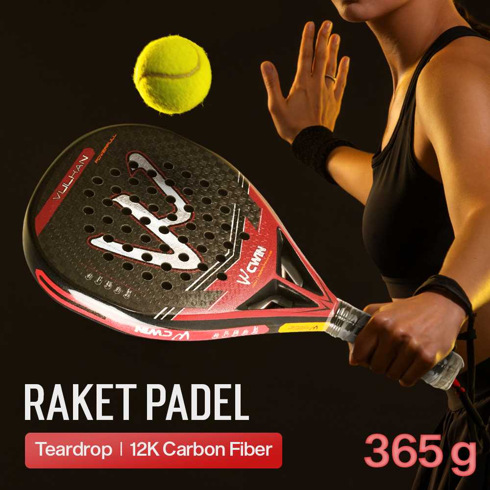 CWIN VULKAN Raket Padel Teardrop 12K Carbon Fiber 3.8cm Thickness 365g - 5025