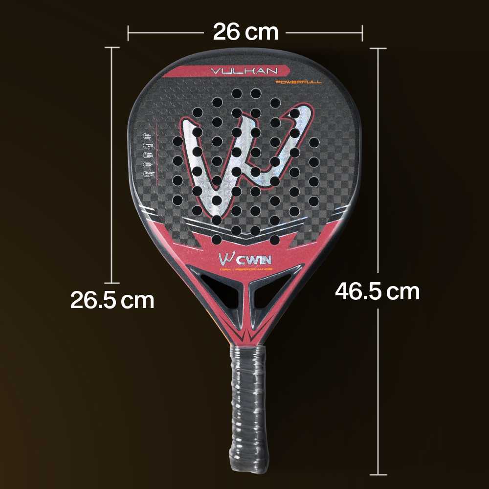 CWIN VULKAN Raket Padel Teardrop 12K Carbon Fiber 3.8cm Thickness 365g - 5025