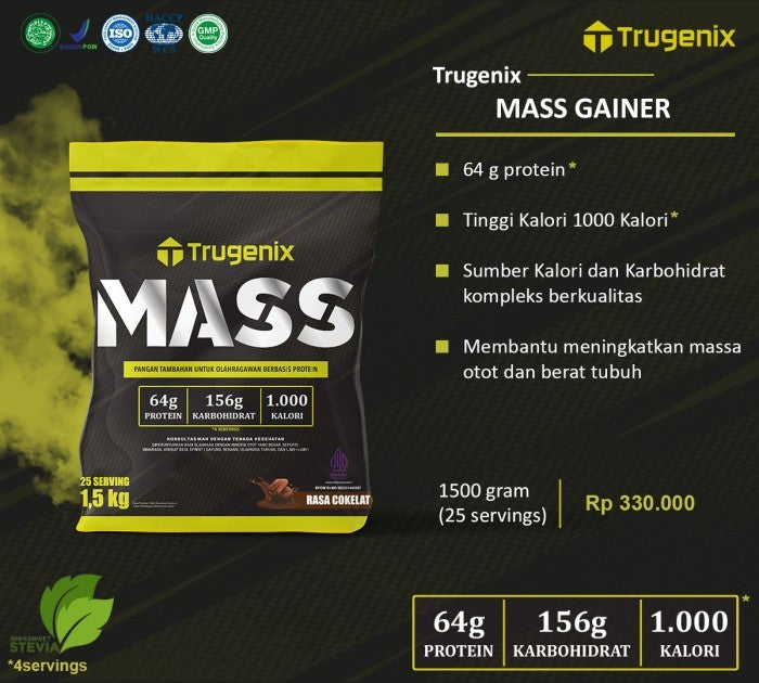 Trugenix Mass Gainer 50 servings 3 kg Mass Pro Weight Gainer 2unit 1,5