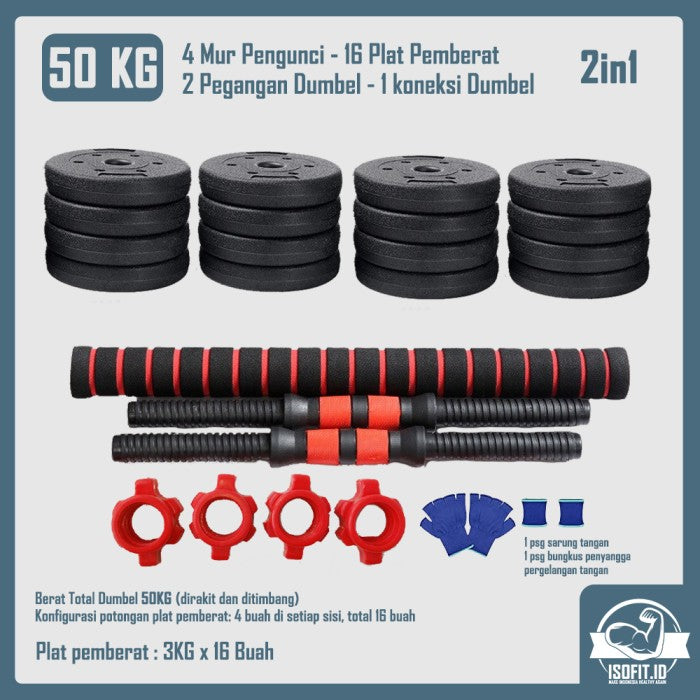 DUMBELL SET / Barbel / Alat Angkat Beban / Alat Fitness - TRI 2IN1-20KG
