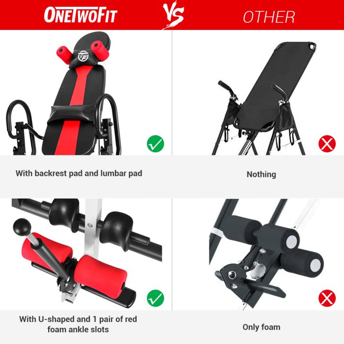 OneTwoFit Heavy Duty Folding Inversion Table Therapy Stretching Machin