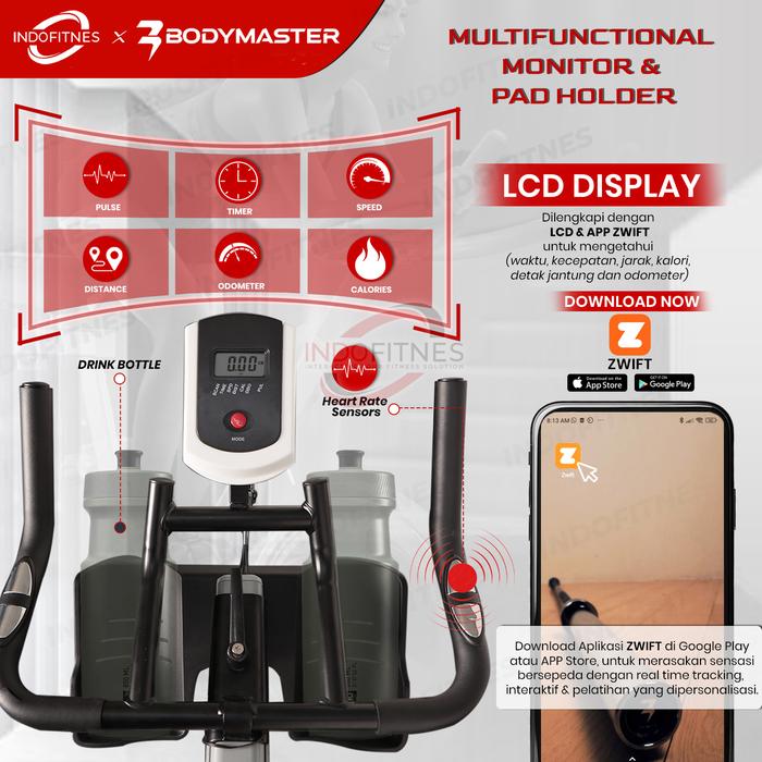 BODYMASTER Spinning Bike S80i Smart Maxtrainer, sepeda statis cardio alat fitness - Putih