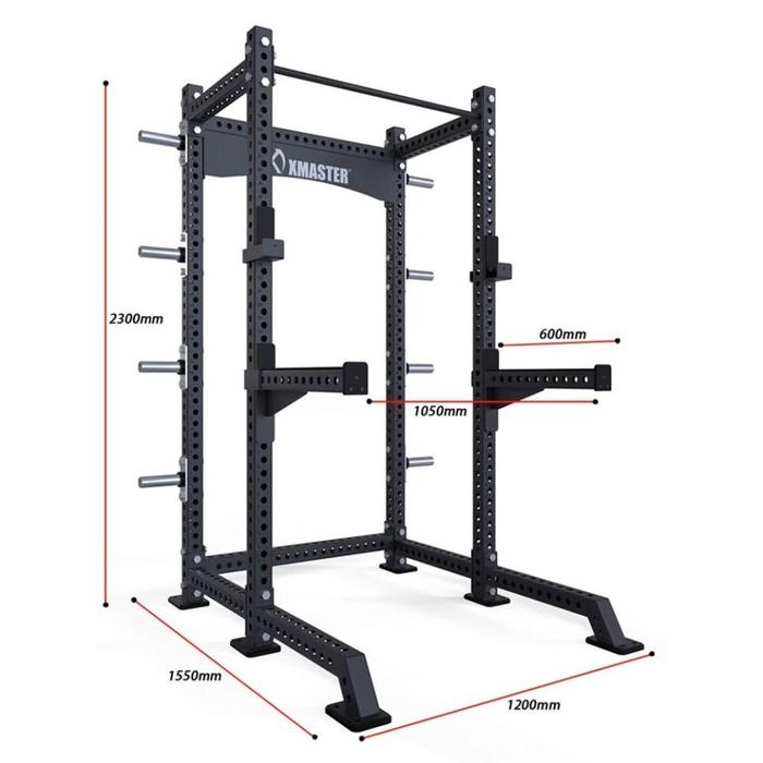 XMASTER All-in-One Functional Trainer Smith Machine Power Rack & Cable Crossover Alat Gym Rumah Baja 3mm Kokoh dengan Cable Chest System dan J-Cup - Outdoor - Power Rack Blk