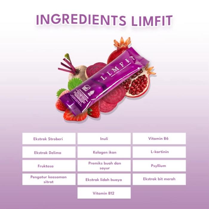 Limfit Lcarnitine Kolagen Detox Rasa Stroberi dan Delima - 1shacet