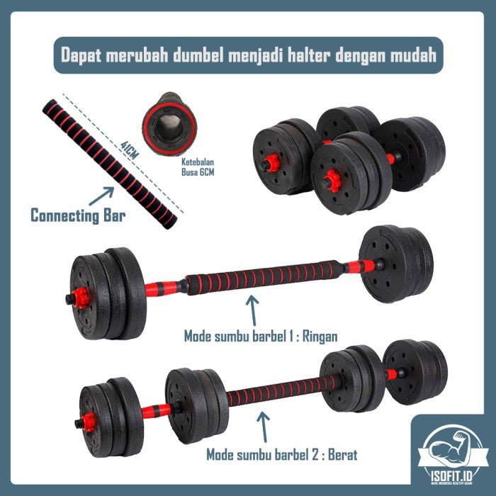 DUMBELL SET / Barbel / Alat Angkat Beban / Alat Fitness - TRI 2IN1-20KG