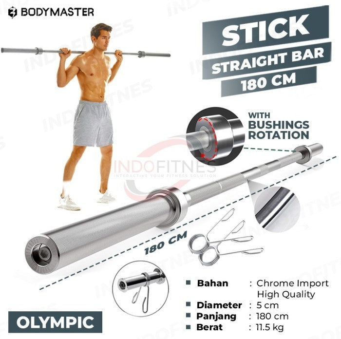 BODYMASTER Stick Gym 5 CM Barbell Olympic Curl Bar Fitnes Dumbell  - BAR 50/5CM, KARGO/BLM ONGKR
