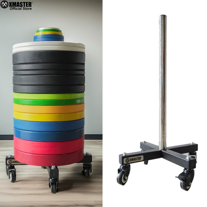 XMASTER Plate Stacker with Wheels Rak Beban Gym Vertikal Bumper Portable Crossfit Fitness