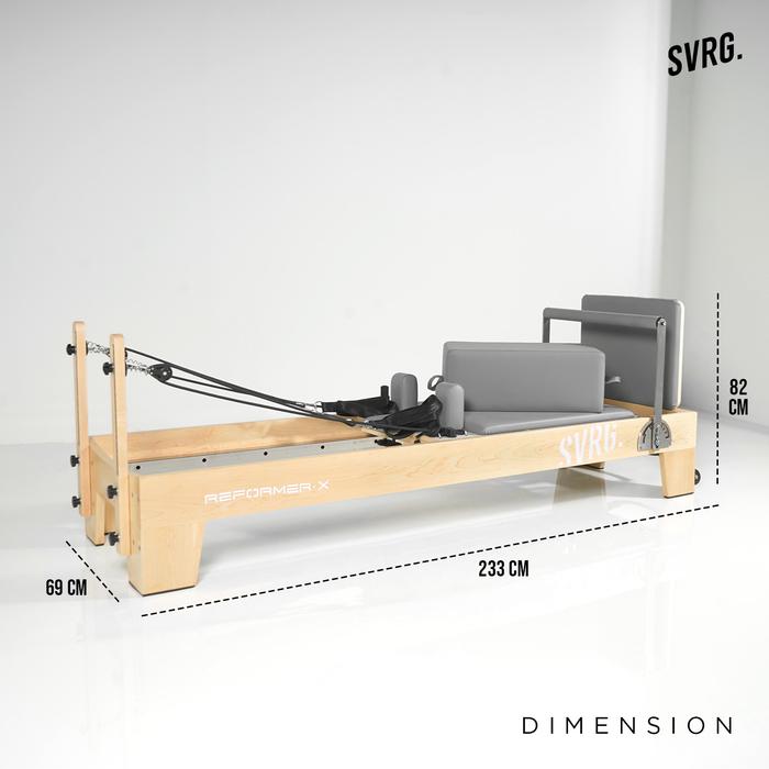 Pilates Reformer X Fordable - Maple Wood - SVRG - Alat Gym - Alat Pilates - Spesifikasi