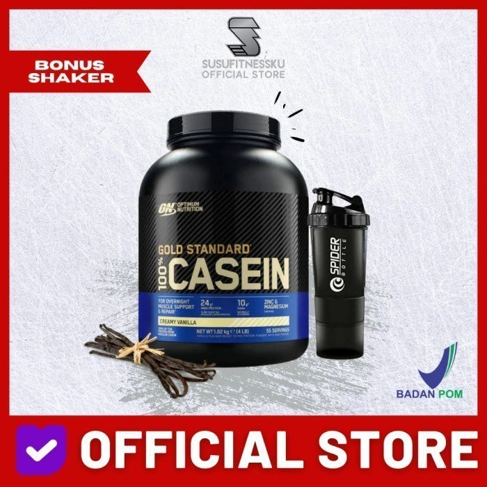 ON Casein 4 Lb (Protein Time Release) - Coklat, Bonus Shaker