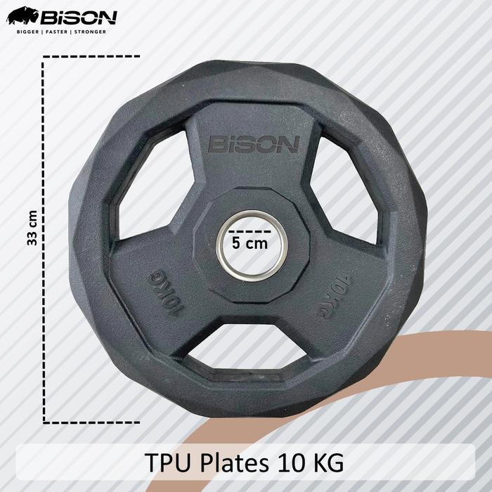 Bison TPU Plates 10 Kg Bebanan Barbell Olympic Classic