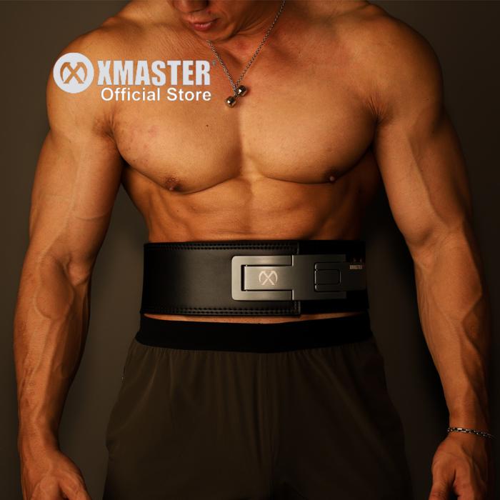 XMASTER Powerlifting Lever Belt 13mm - Genuine Leather Powerlifting Strength Gym Deadlift Squat Sabuk Pinggang untuk Gym dan Powerlifting - Grey S