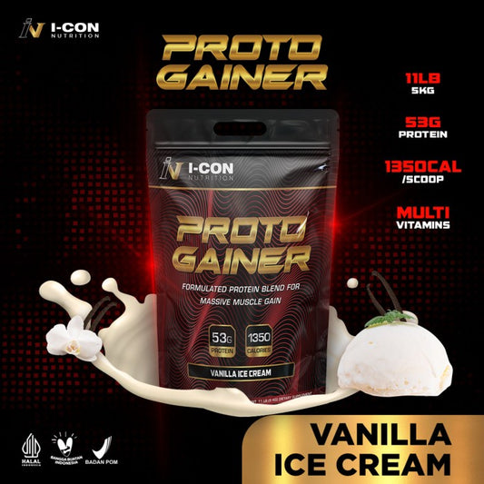 Icon Nutrition Proto Gainer 5 kg | Penambah Massa Otot Terbaik - Vanilla Ice, Tanpa Shaker