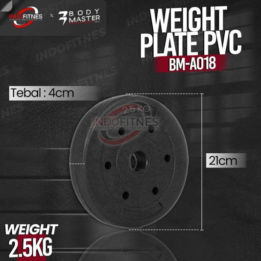 BODYMASTER Plate beban PVC A018 Barbell Piringan Beban Dumbell Rubber - 2,5KG, BELUM ONGKIR