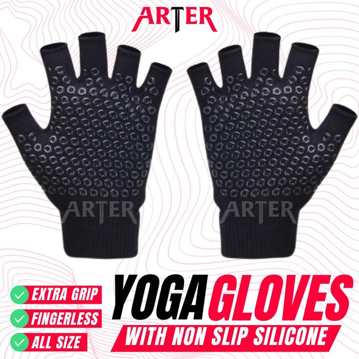 ARTER Sarung Tangan Yoga Pilates Gel Anti Slip Fitness Gym Gloves - Hitam
