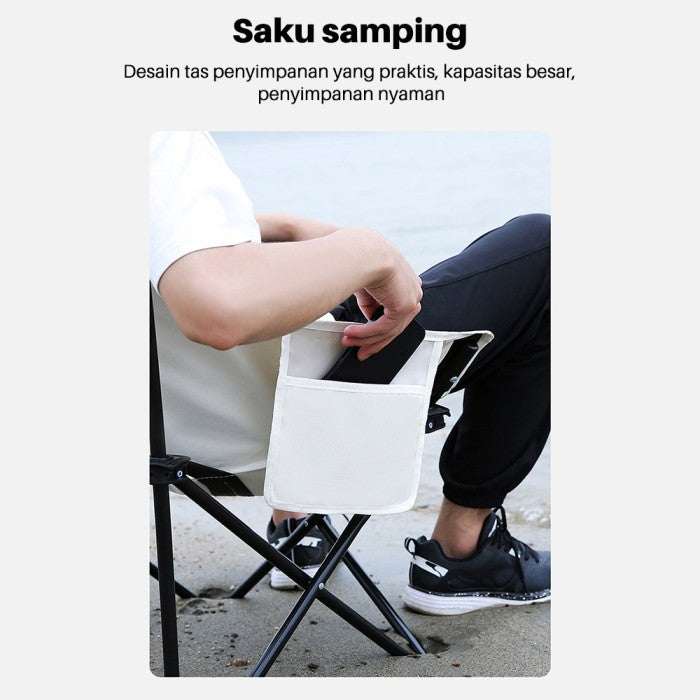 OneTwoFit Kursi Lipat Camping Moon Foldable Portable Chair Mancing - black
