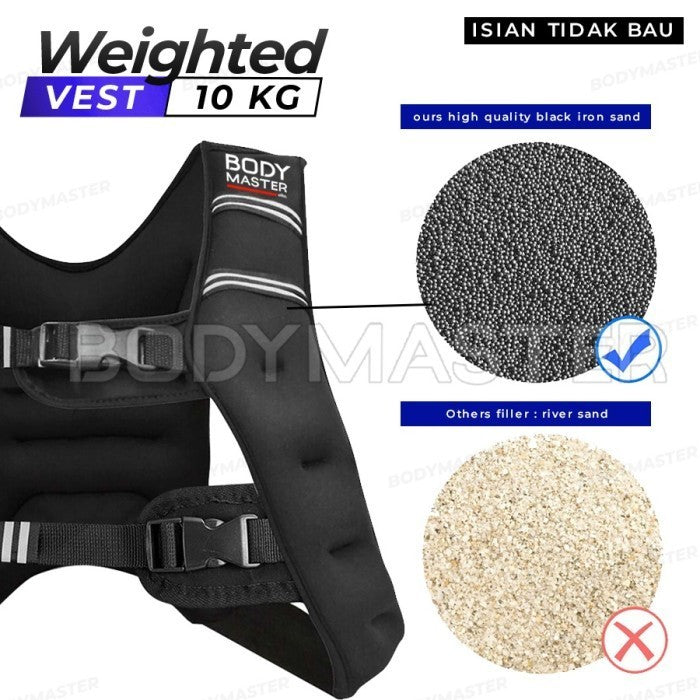 BODYMASTER Weighted Vest 10KG E232 Rompi pemberat beban 10 KG Weight - Hitam