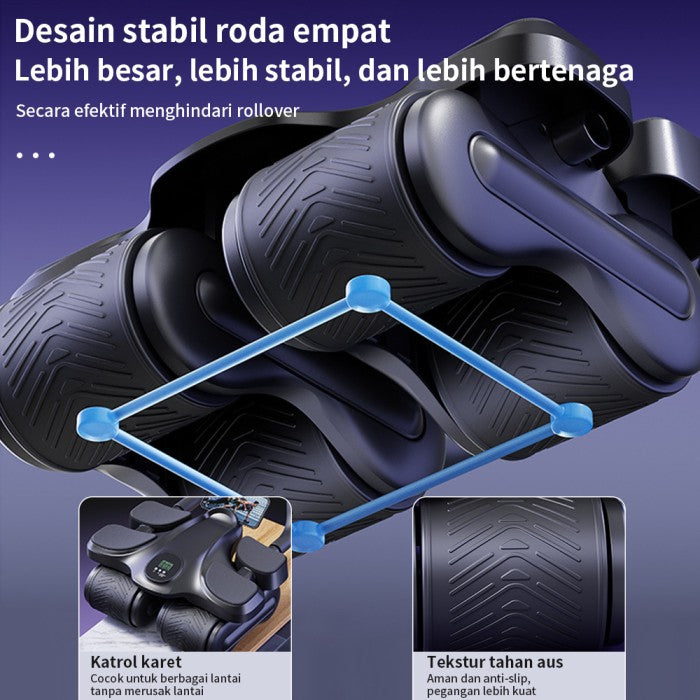 OneTwoFit Ab Wheel Ab Roller 4 Wheels Sit Up Automatic Rebound Olahraga Push Up
