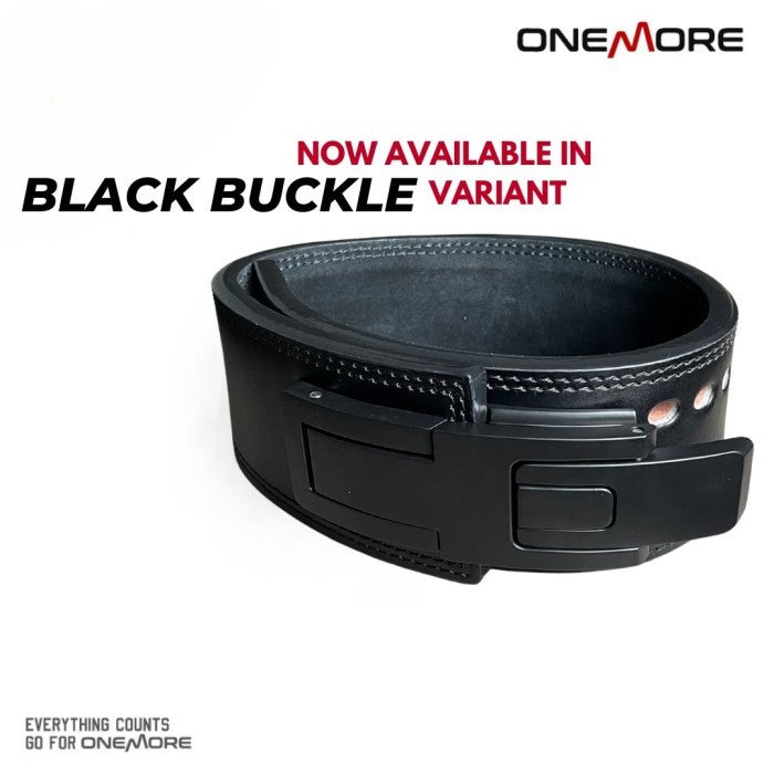 ONE MORE 13MM Powerlifting Lever Belt Sabuk Fitness Gym - S, Hitam