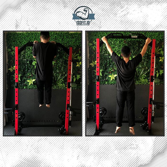 Half Two Column Squat Rack / Rangka Rak Barbell Multifungsi bisa untuk squat, pull up, dll - Full Hitam