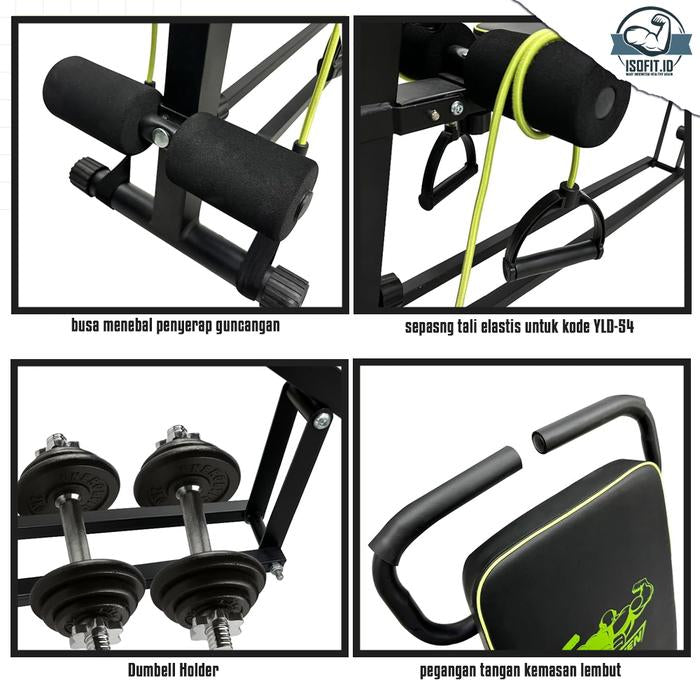 Adjustable Bench Press / Kursi Gym Multifungsi / Kursi Latihan Kebugaran dengan tali resistensi - YLD-53