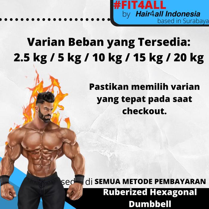 F255 HEX DUMBBEL 20 kg RUBBERIZED BARBELL GYM HEXAGONAL RUBBER