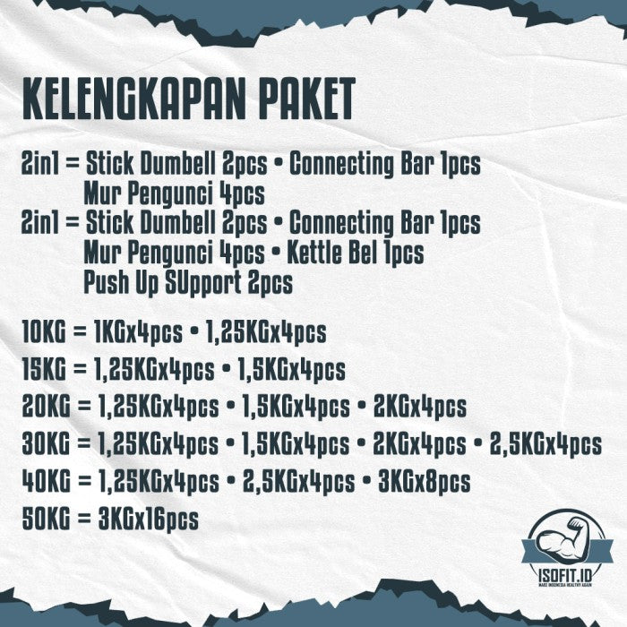 DUMBELL SET ROUND / Barbel / Alat Angkat Beban/ Alat Fitness - 2 IN 1 - 10KG