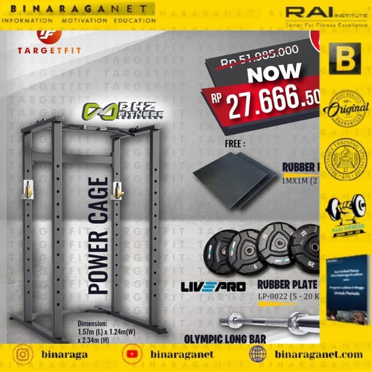 PAKET DHZ POWER CAGE + LIVEPRO BLACK BUMPER + OLYMPIC LONG BAR