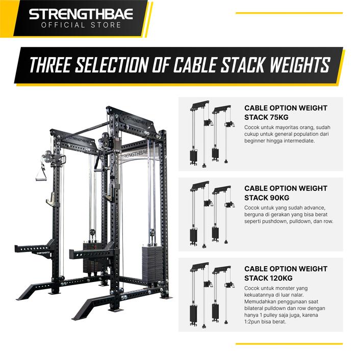 Evolve All in One Trainer STRENGTHBAE Upgradeable Power Rack Smith Machine Cable Machine Home Gym 1 Sisi - Rack+Cable75kg