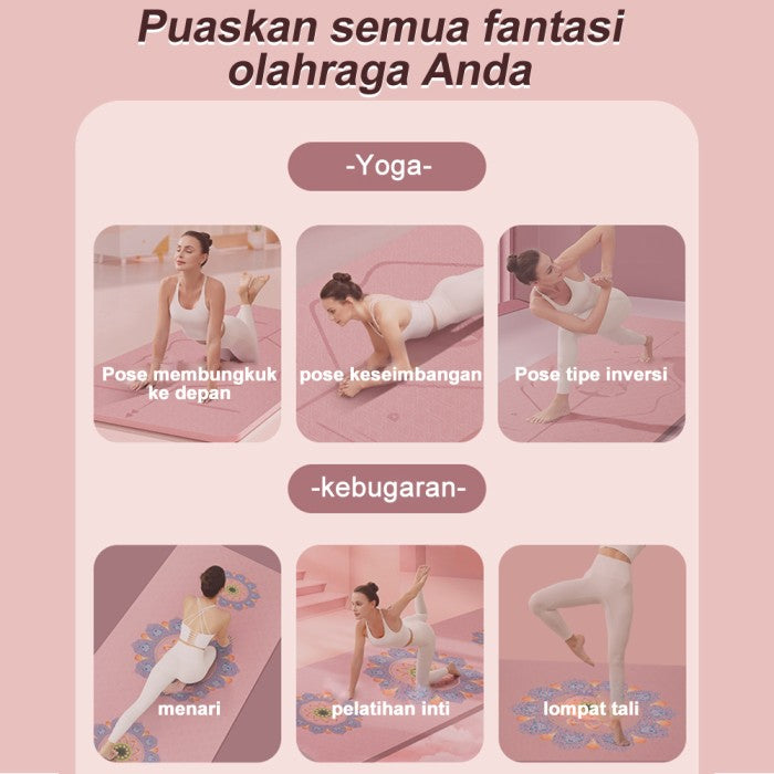 OneTwoFit Matras Yoga Mat 8MM TPE Olahraga Mat  With Tas Matras Yoga Anti Slip Karpet Olahraga - Abu-abu