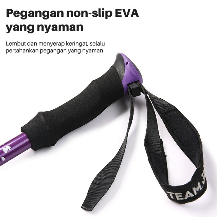 OneTwoFit Trekking Pole 3 Ruas Tongkat Hiking Pegangan Spons EVA - Hitam