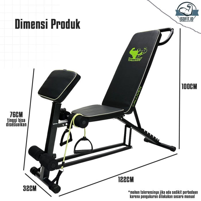 Adjustable Bench Press / Kursi Gym Multifungsi / Kursi Latihan Kebugaran dengan tali resistensi - YLD-51