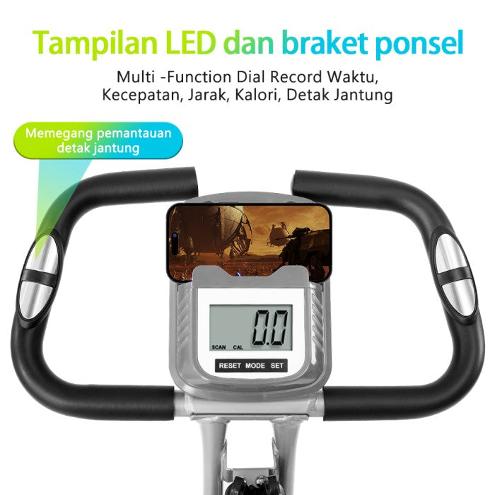 OneTwoFit X-Bike Foldable Exercise Bike With LED Monitor Adjustable Seat Magnetic X-Bike