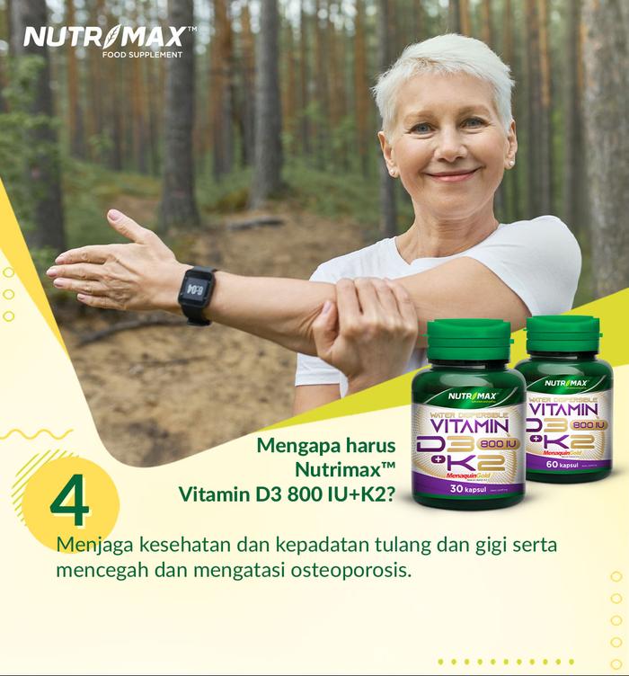Nutrimax Water Dispersible Vitamin D3 + K2 Kalsium Calcium Kesehatan Tulang Osteoporosis Lansia
