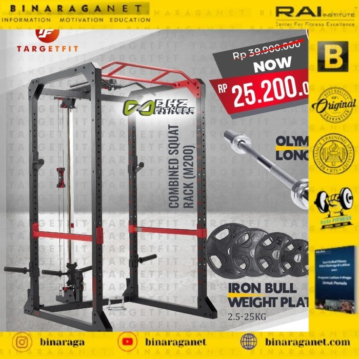 PAKET DHZ COMBINED SQUAT RACK + IRONBULL WEIGHT PLATE 155kg + LONG BAR