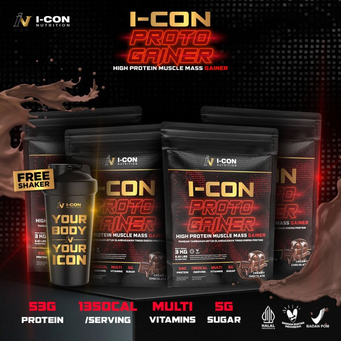 Paket 4 Icon Nutrition Proto Gainer 3 kg - Creamy Coklat