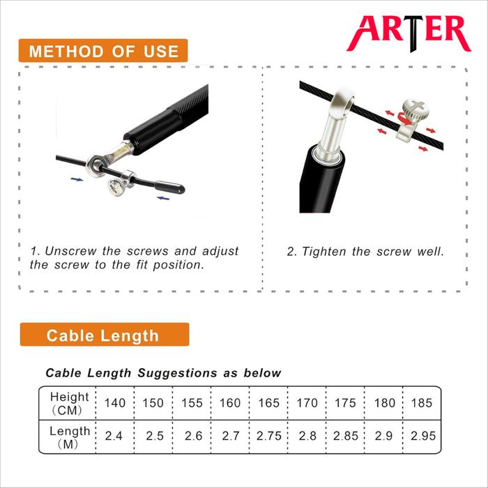 ARTER Steel Premium Skipping Rope 3 Meter Tali Skipping Speed Rope Lompat Tali ALUMINIUM
