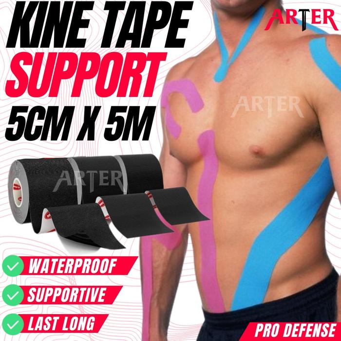 ARTER KINESIOLOGY TAPE Kinesio Tape 5cm x 5m Terapi Olahraga GYM - Hitam