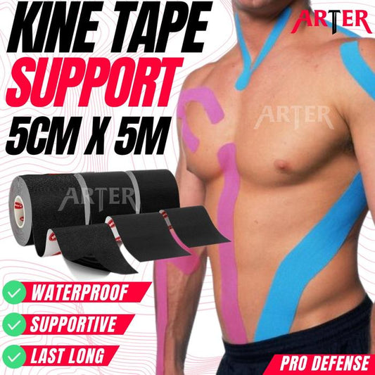 ARTER KINESIOLOGY TAPE Kinesio Tape 5cm x 5m Terapi Olahraga GYM - Hitam