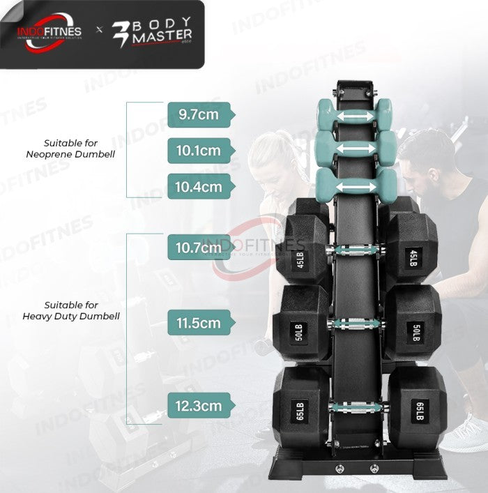 BODYMASTER Dumbell Rack 6-10 Set Vertical Standing - Rak Stand - 10 PAIRS