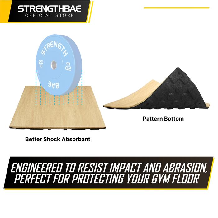 Rubber Mat Gym Flooring Wood Texture STRENGTHBAE Karpet Lantai Corak Kayu Fitness Floor Wooden Pattern Heavy Duty Commercial - Natural Maple PVC