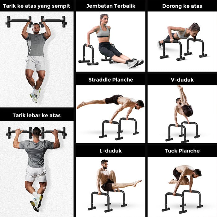 OneTwoFit Alat Push Up Stand Bar Fits Parallettes Push Up Bar  - Hitam
