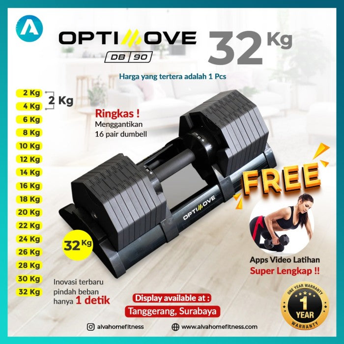 Optimove DB-90 Adjustable Hexa Dumbell Set 20 Kg - 32 Kg - 40 Kg - Rack Only