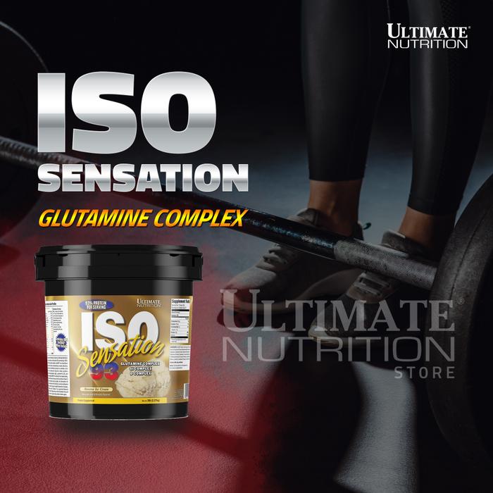 Ultimate Nutrition ISO Sensation suplemen fitness / suplemen gym / suplemen protein penambah massa otot - Chocolate Fudge, 5 lb