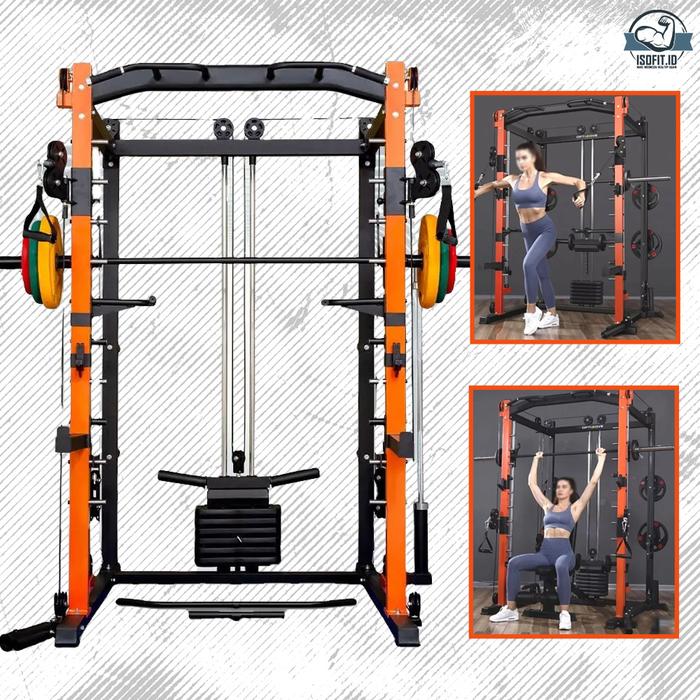 Multifunctional Smith Machine Trainer / Premium Squat Power Rack Bench Press Cable SD-5515BOK