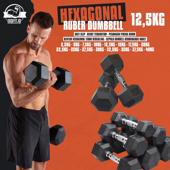 Hex Rubber Dumbell / Barbel Hexagonal Karet - 2,5 KG