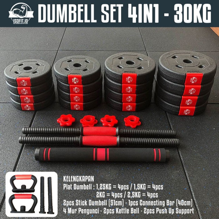 DUMBELL SET ROUND / Barbel / Alat Angkat Beban/ Alat Fitness - 2 IN 1 - 10KG