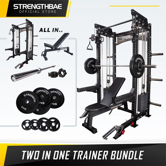 Two In One Trainer STRENGTHBAE Power Rack Cable Machine Functional Trainer Squat Rack Cable Crossover Commercial Heavy Duty Powerlifting Bodybuilding Powerbuilding Home Gym - Rack Saja