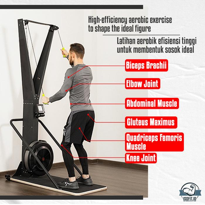 Air Resistance Ski Machine / Mesin Ski dalam Ruangan Tekanan Udara dengan LCD