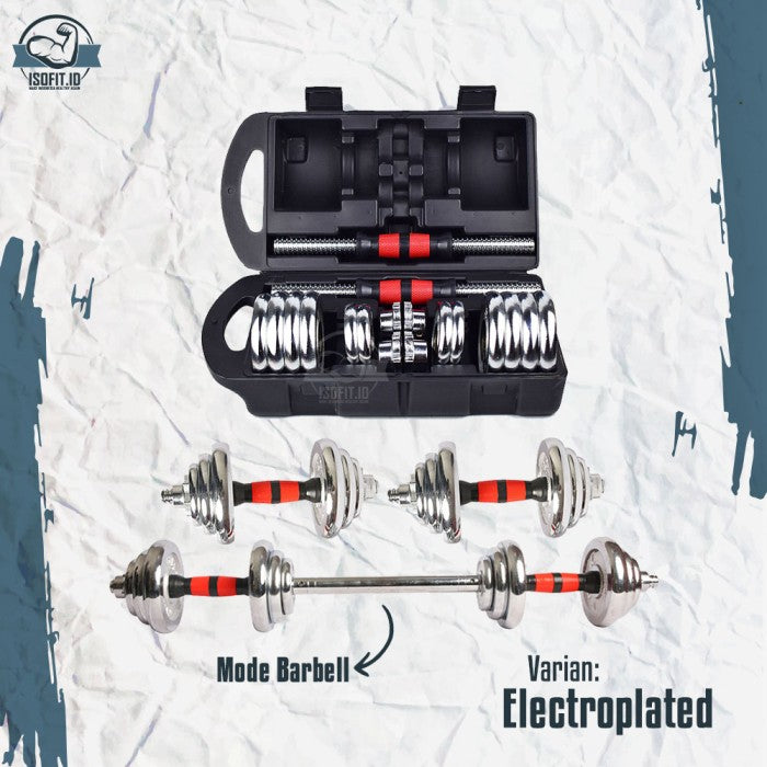 DUMBELL SET CHROME / Barbel / Alat Angkat Beban with BOX - Electoplat 15KG