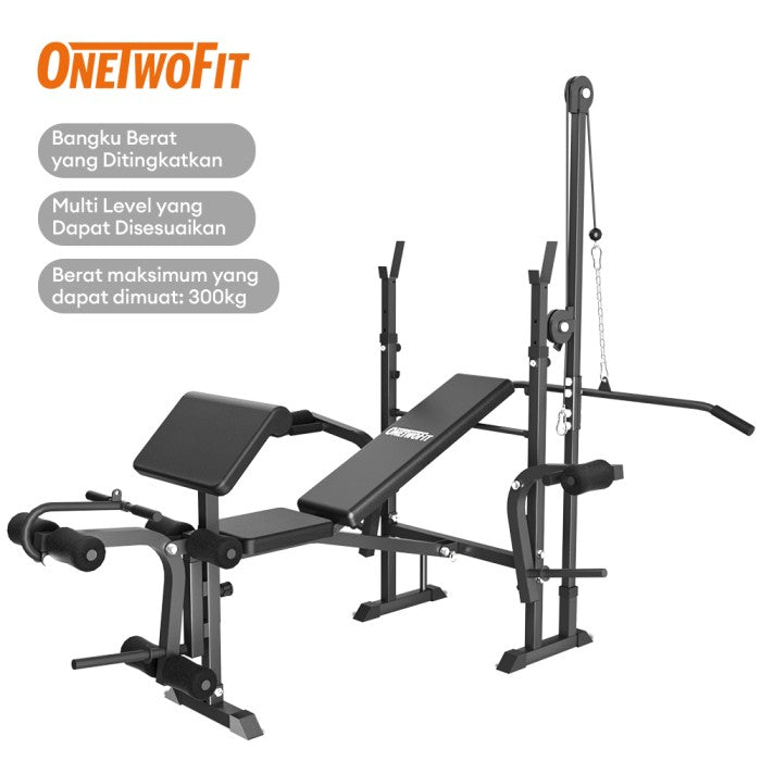 OneTwoFit New Bench Press Weightlifting Bench Adjustable Multi Gym Weight Bench Dumbbell Stool